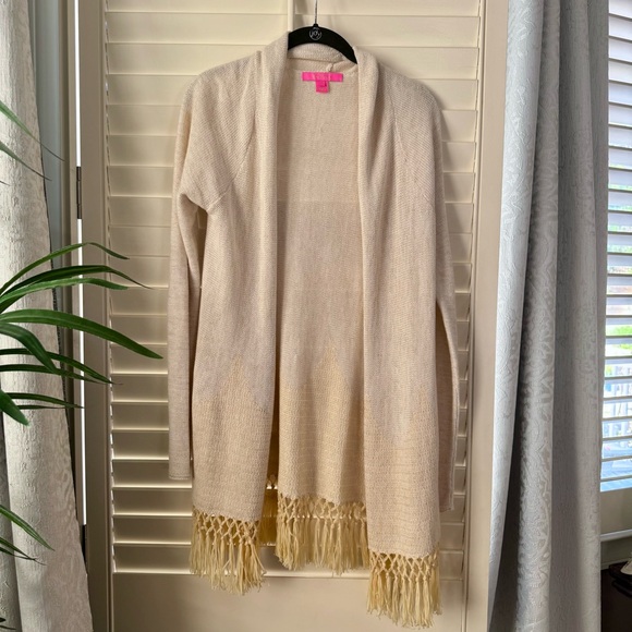 NWOT Lilly Pulitzer Tatum cardigan with fringe trim size Small
